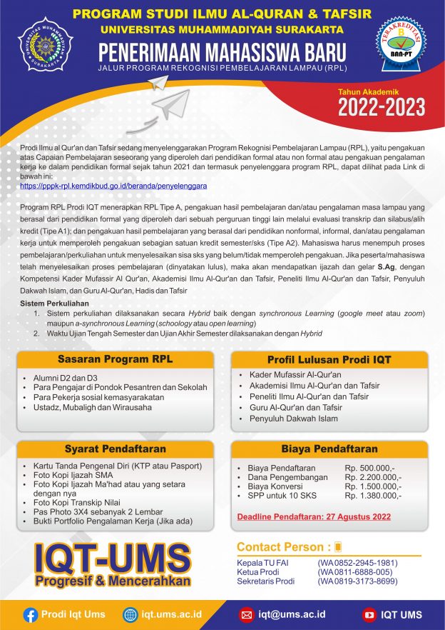 Penerimaan Mahasiswa Baru 2022/2023 Jalur Program Rekognisi ...